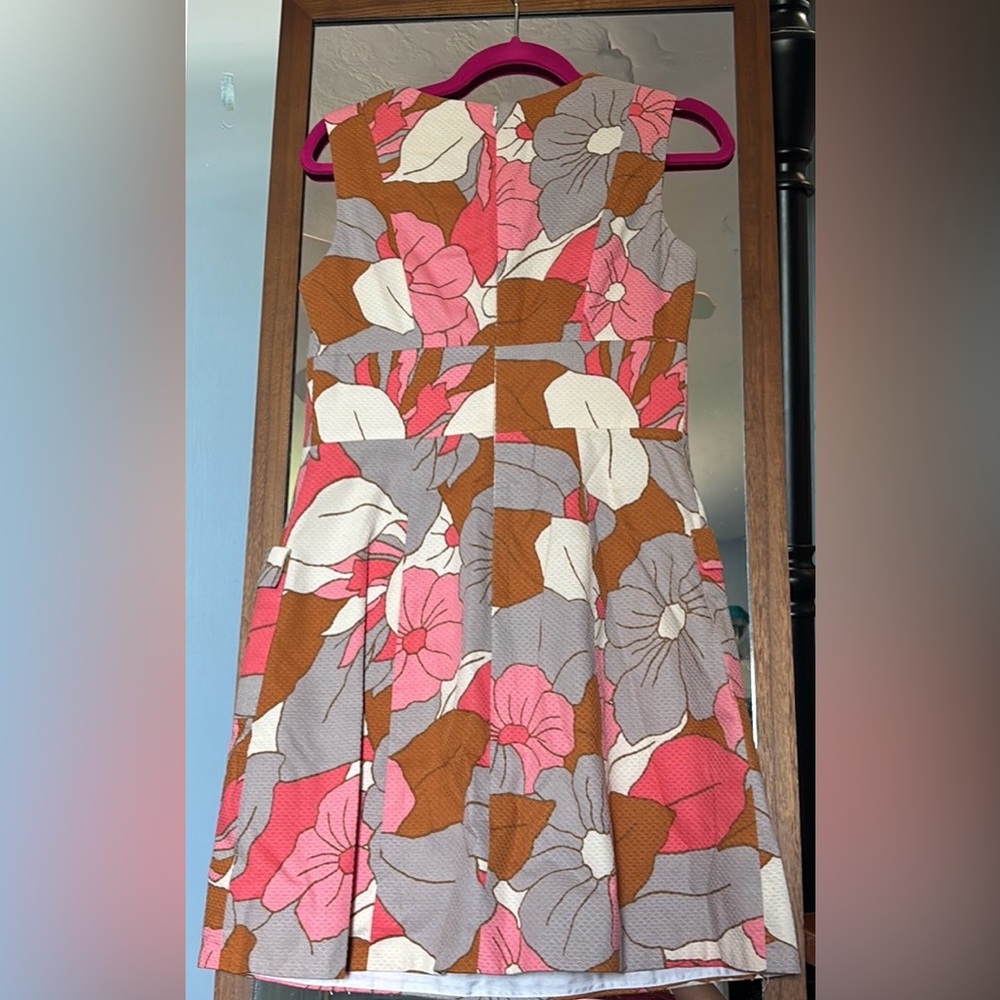 Boden Retro Print Fit and Flare 6 Petite Dress Effortless Vacation Throw On - Picture 4 of 7